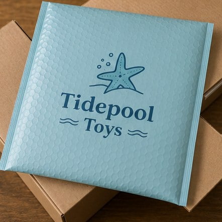 Printed poly bubble mailers for shipping